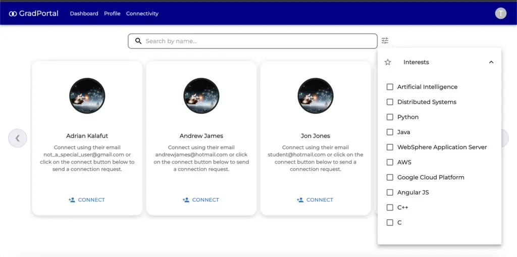 Grad Portal Dashboard