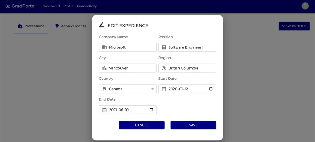 Grad Portal Experience